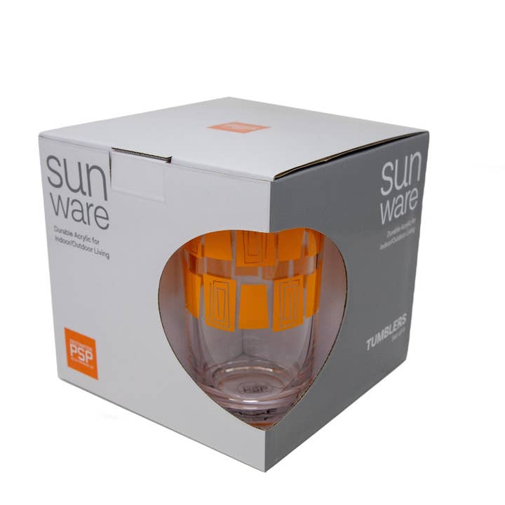 Destination PSP – Copo/caneca por atacado – Copo Acrílico Tiki, Conjunto de 4 (Laranja)1