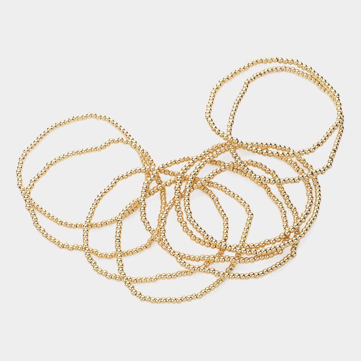 Sensibling Corp. - Wholesale Beaded Bracelet - 10PCS - Metal Ball Stretch Multi Layered Bracelets9