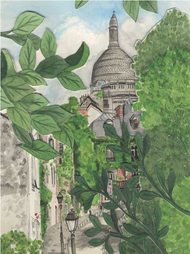 Sacre-Coeur, Montmartre watercolor print for wholesale by Alexandra Schmeling Fine Art