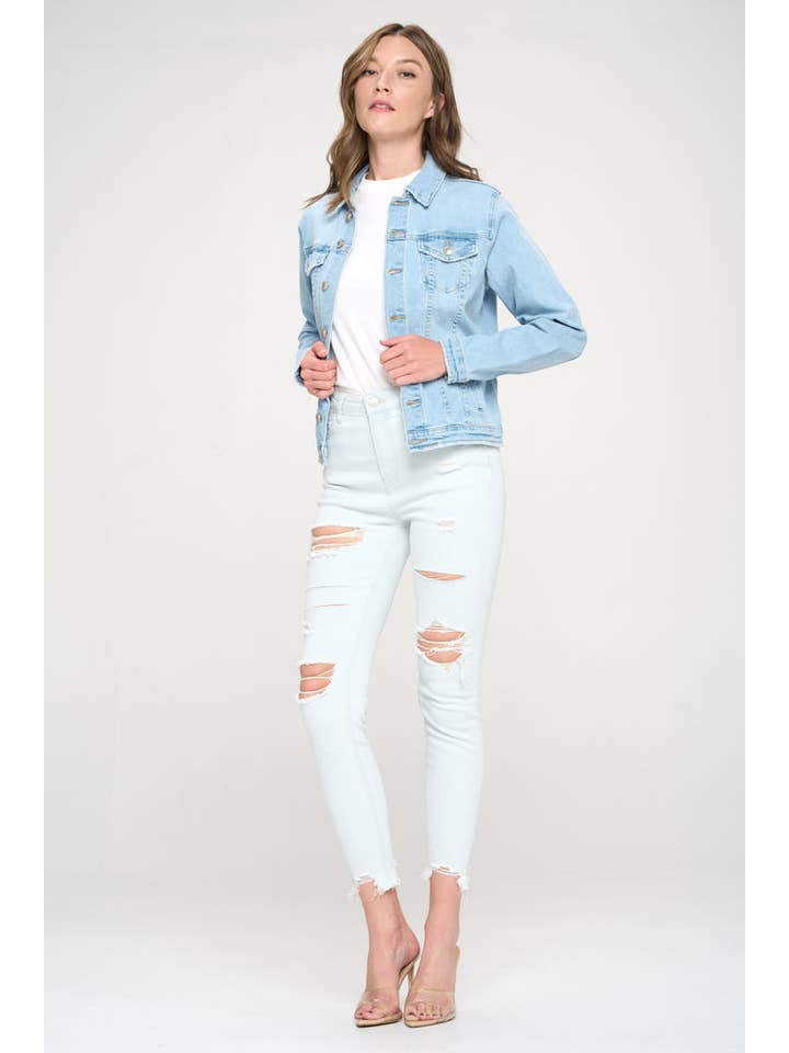 IB9368 - Light Wash - Classic Denim Jacket for wholesale on Faire