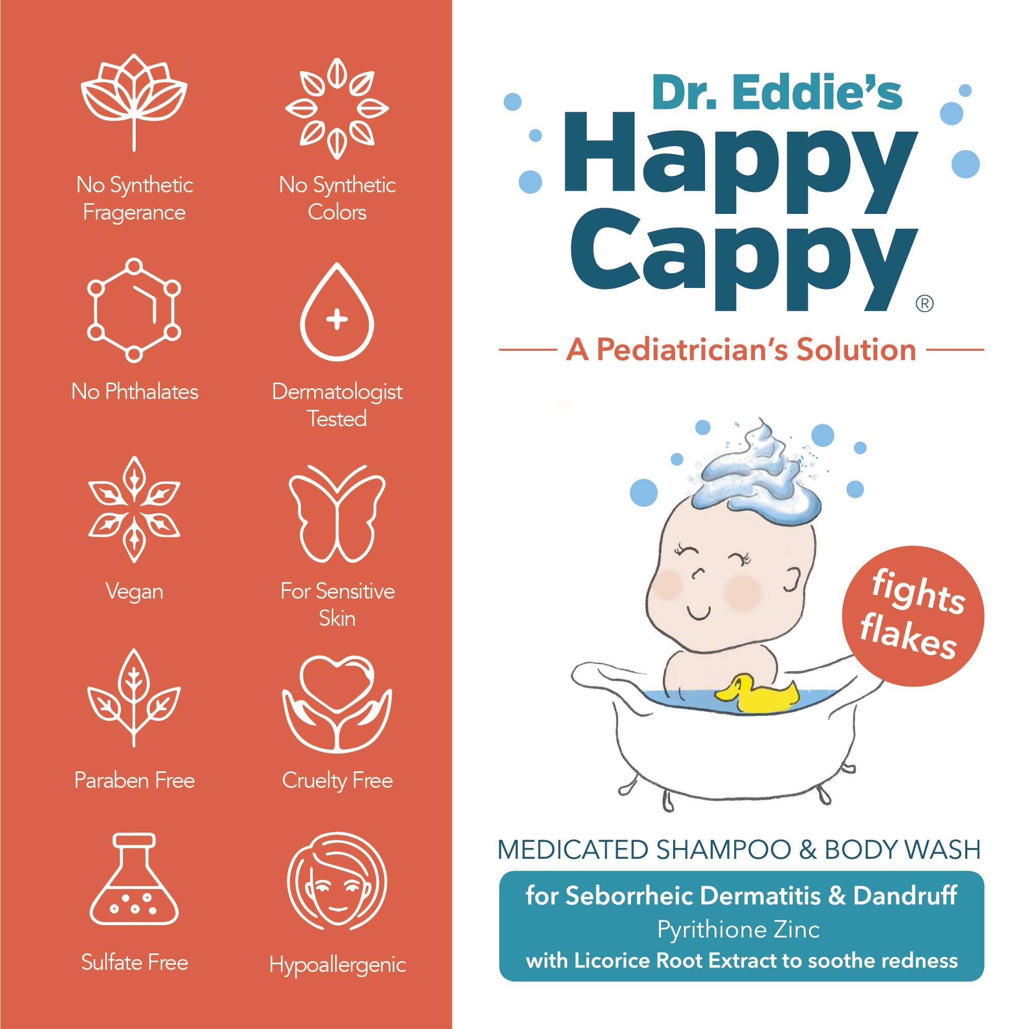 Happy Cappy - Wholesale 2-in-1 Shampoo & Body Wash - Baby - Happy Cappy Dr. Eddie’s Medicated Shampoo 8 oz pump bottle7