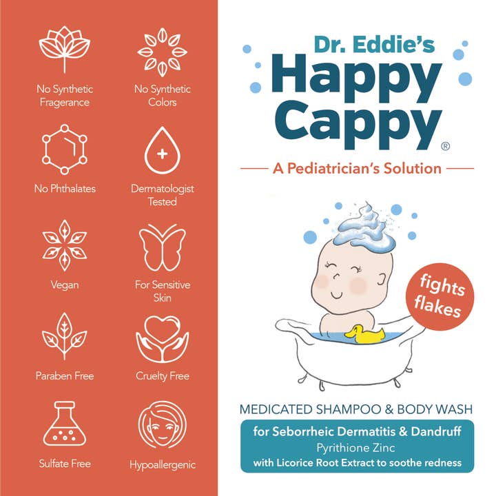 Happy Cappy - Wholesale 2-in-1 Shampoo & Body Wash - Baby - Happy Cappy Dr. Eddie’s Medicated Shampoo 8 oz pump bottle7