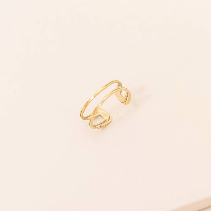 Lovoda - Wholesale Cuff/Wrap Earrings - Double the Gold Ear Cuff (14K)3