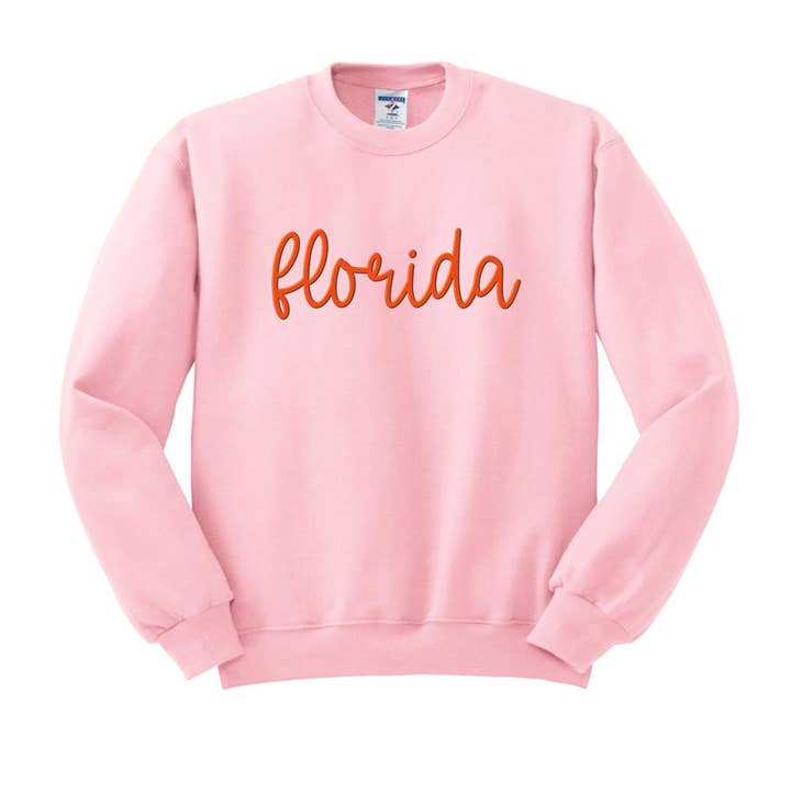 Sweatshirt brodé Script Florida pour la vente par Lucky Luna Apparel