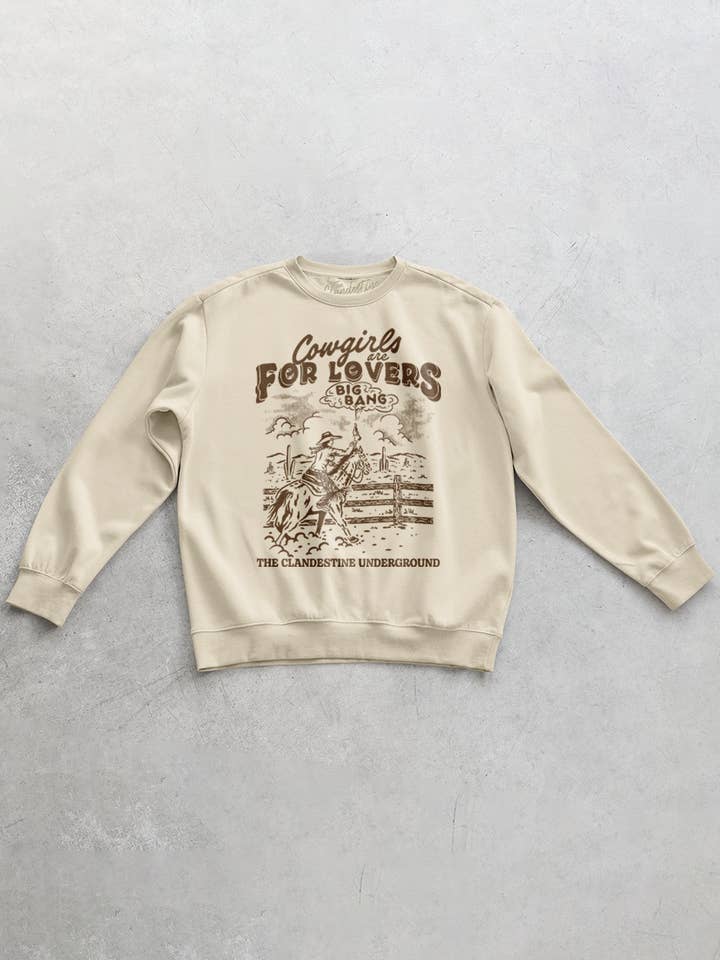 Cowgirls Are For Lovers, Western Oversized 90's Sweatshirt for wholesale by The Clandestine Underground