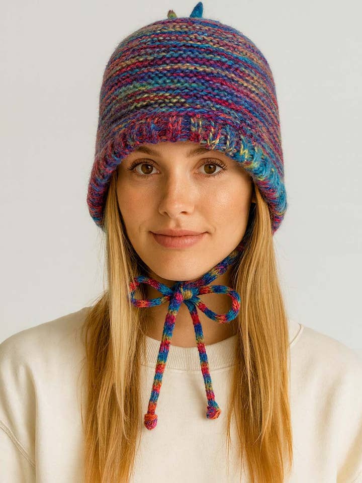 Ladies Multi Color Braided Cord Knit Hat for wholesale by Sweetkama