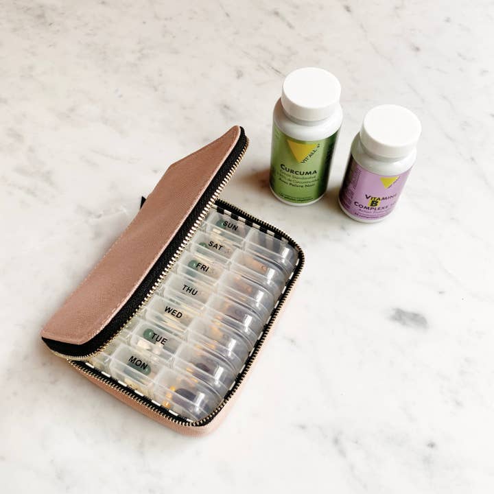 Bag-All - Wholesale Pill Organizer - Large Pill Organizing Case with Weekly Insert, Pink/Blush7