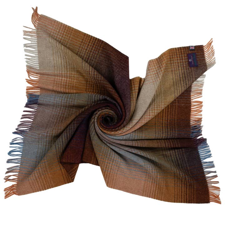 Prince of Scots - Wholesale Throw Blanket - Highland Tweeds Shetland Lambswool Ombre Throw (Burgundy) 6