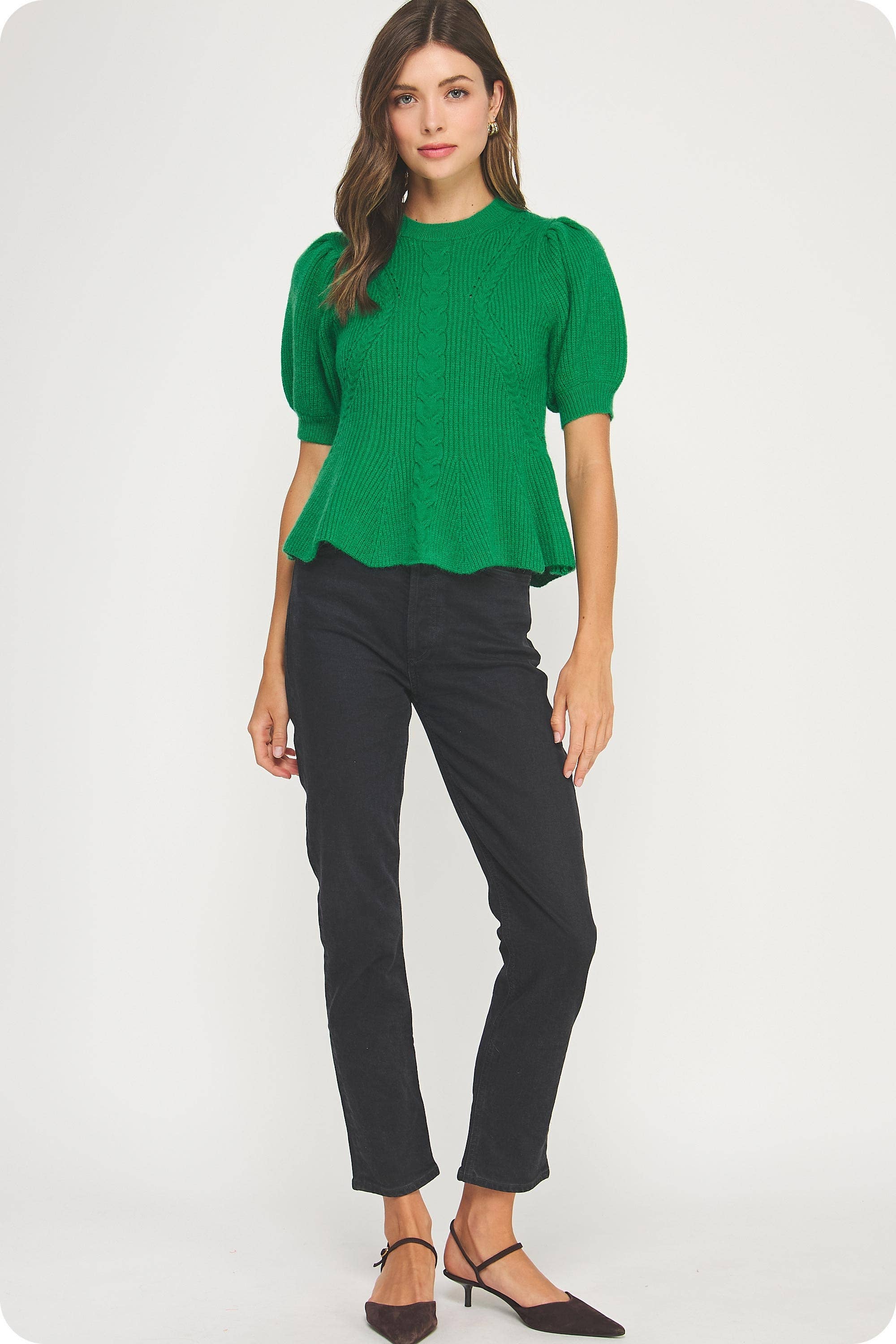 Strut & Bolt - Wholesale Tunic Sweater - Women's - Flared Puff Sleeve Knit Top56