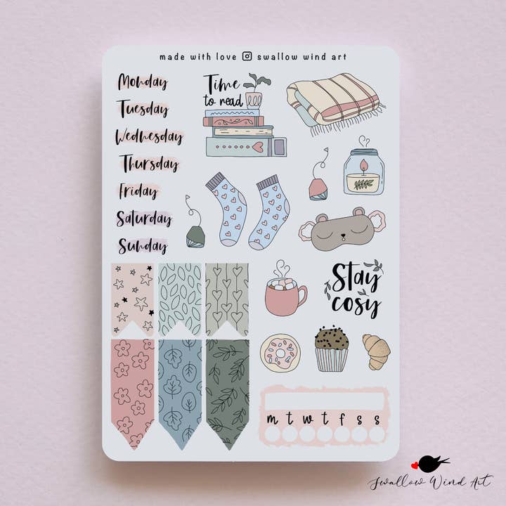 Sticker Sheet - Cosy Feels Winter Weekly Kit for wholesale by Swallow Wind Art