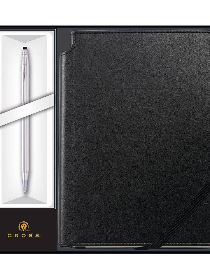 Classic Century® Lustrous Chrome Ballpoint with Classic Black Journal Gift Set for wholesale by A. T. Cross