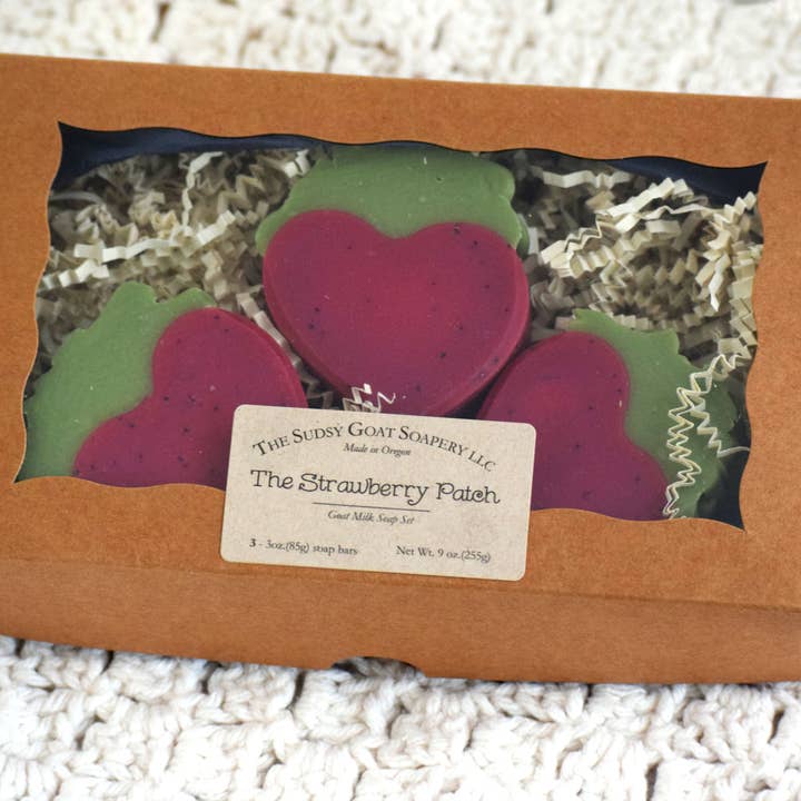 Set of 3 Strawberry Goat Milk Soaps for wholesale by The Sudsy Goat Soapery