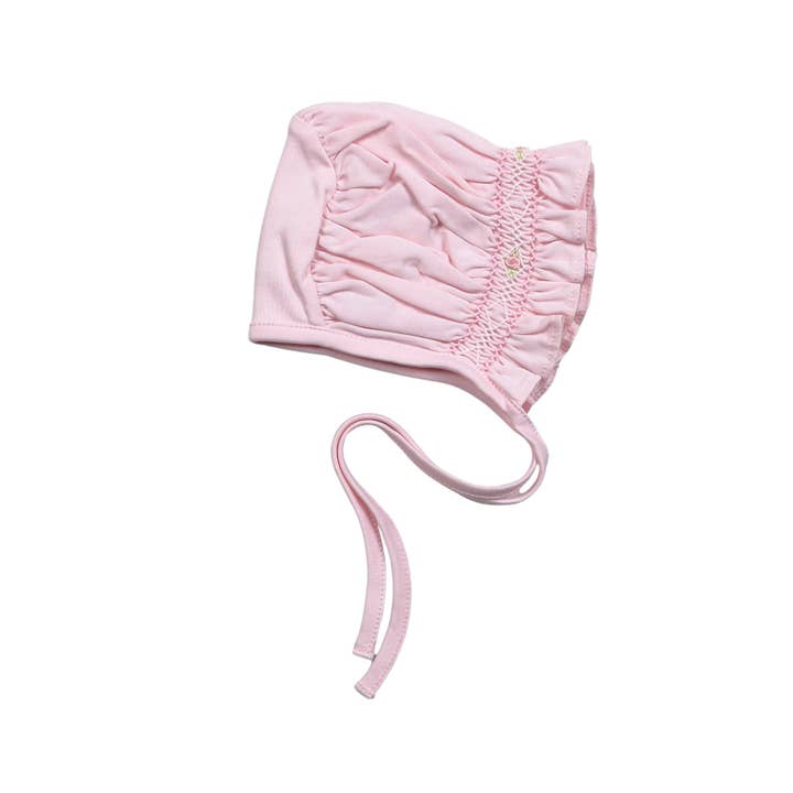 PAT-515 PINK HAND SMOCKED PIMA BONNET for wholesale by Baby Loren