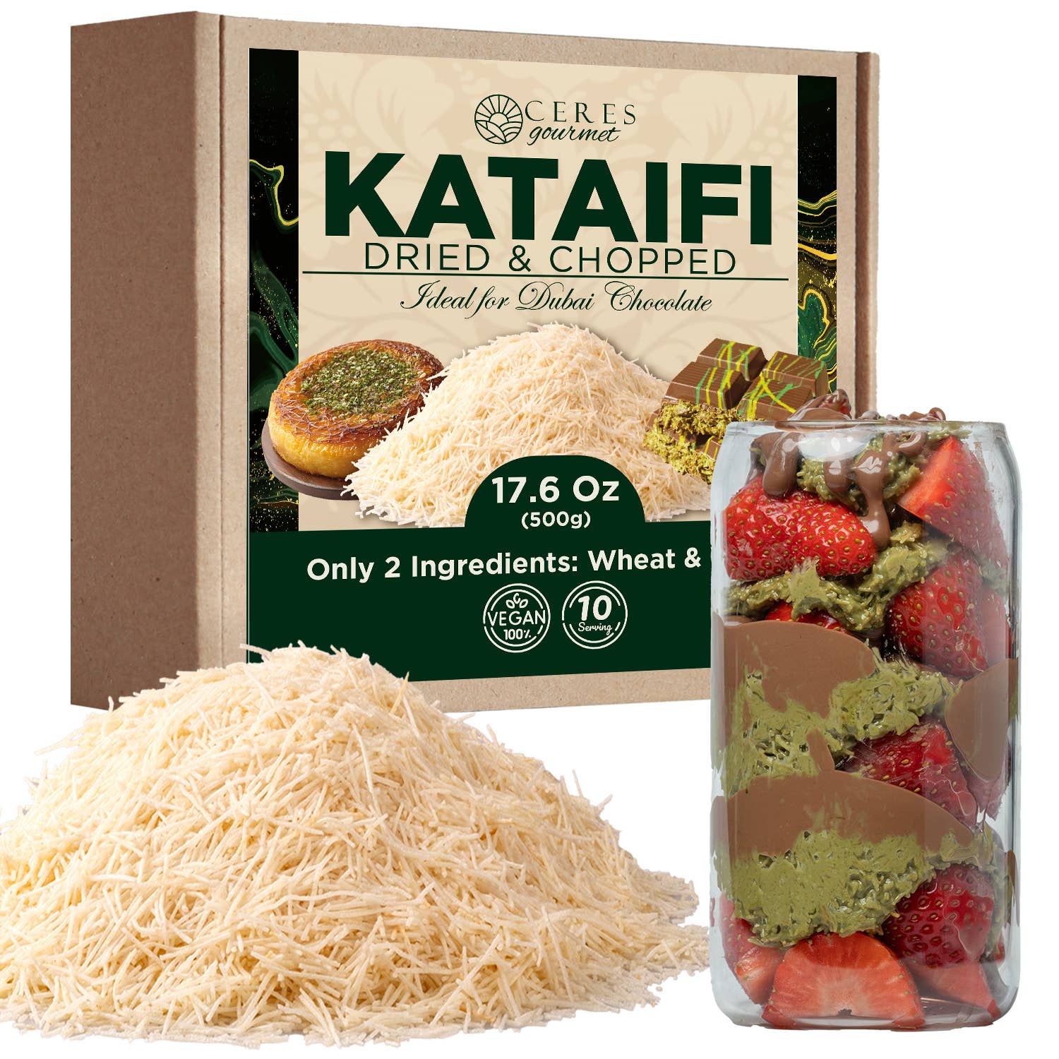 Ceres Gourmet - Wholesale Pasta - Premium Dried Kataifi Shredded Fillo Dough – 500g (1.1lb)9