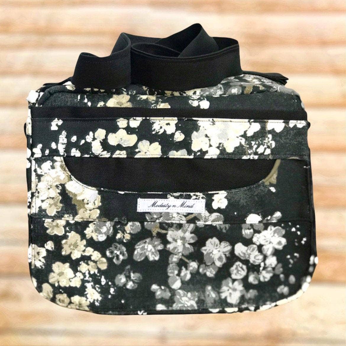 Modesty n Mind - Wholesale Crossbody Bag - Women's - Bible Cover Purse in Black Floral Canvas2