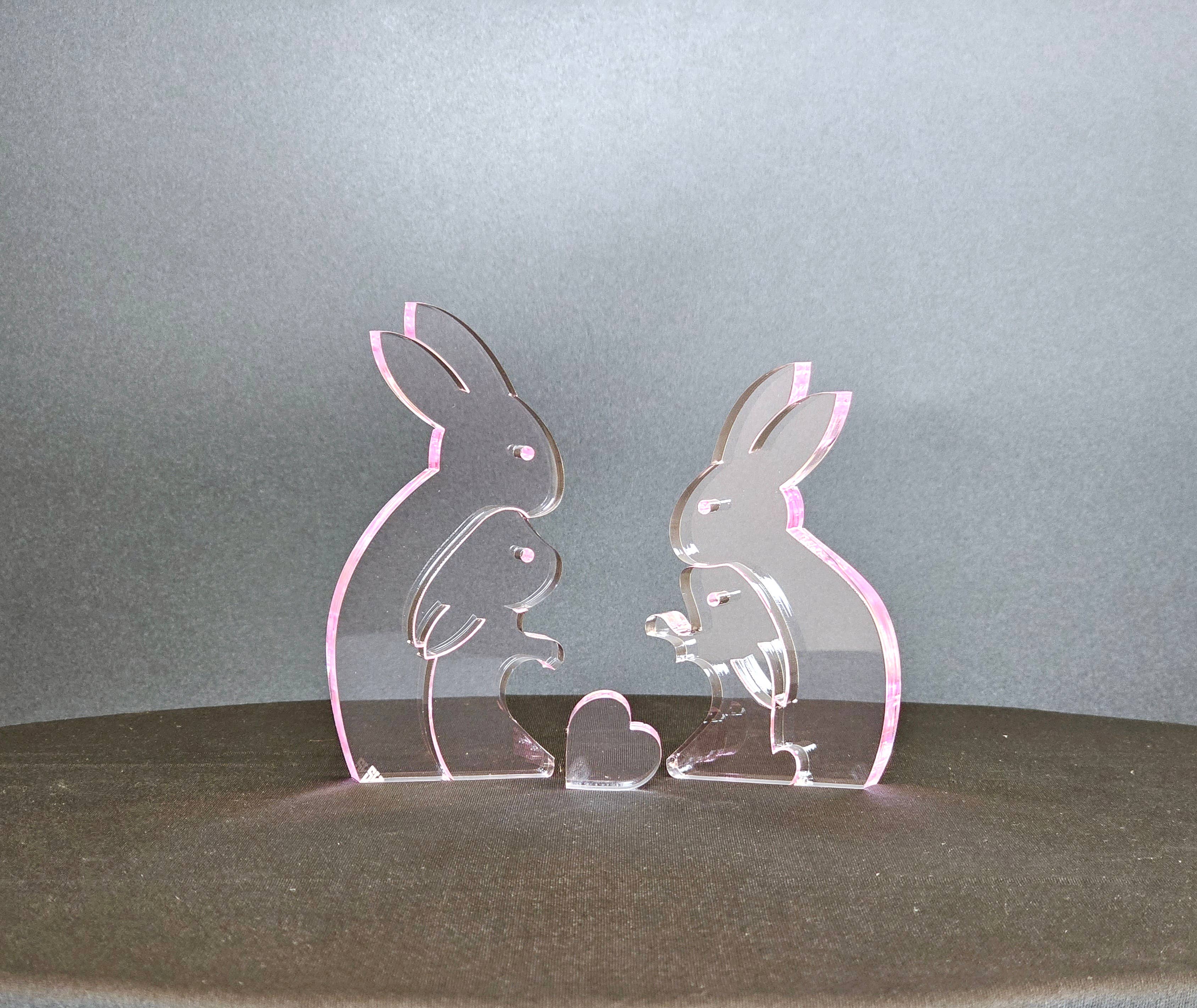 Somar Creations - Vente Décorations de table - Famille de lapins de 4 avec cœur7