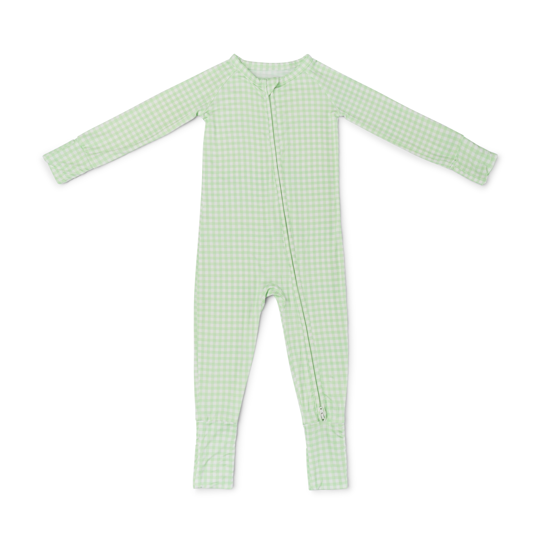Motette - Wholesale Sleepsuit - Baby - Pistachio Gingham Bamboo Sleeper1