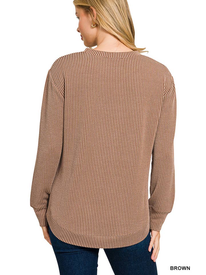 Vanilla Monkey - Wholesale Sweatshirt - Women's - Raised Rib Round Neck Long Sleeve Top4