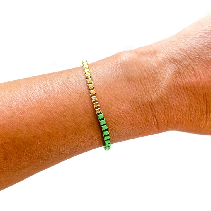 Savvy Bling - Wholesale Link & Chain Bracelet - Colored enamel Box chain link bracelet2