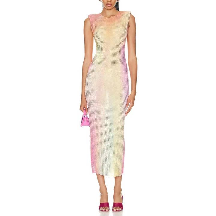 SY009 Abito sfumato con dettagli a diamante - Abito da festa per la vendita all'ingrosso da parte di Sanyao Fashion