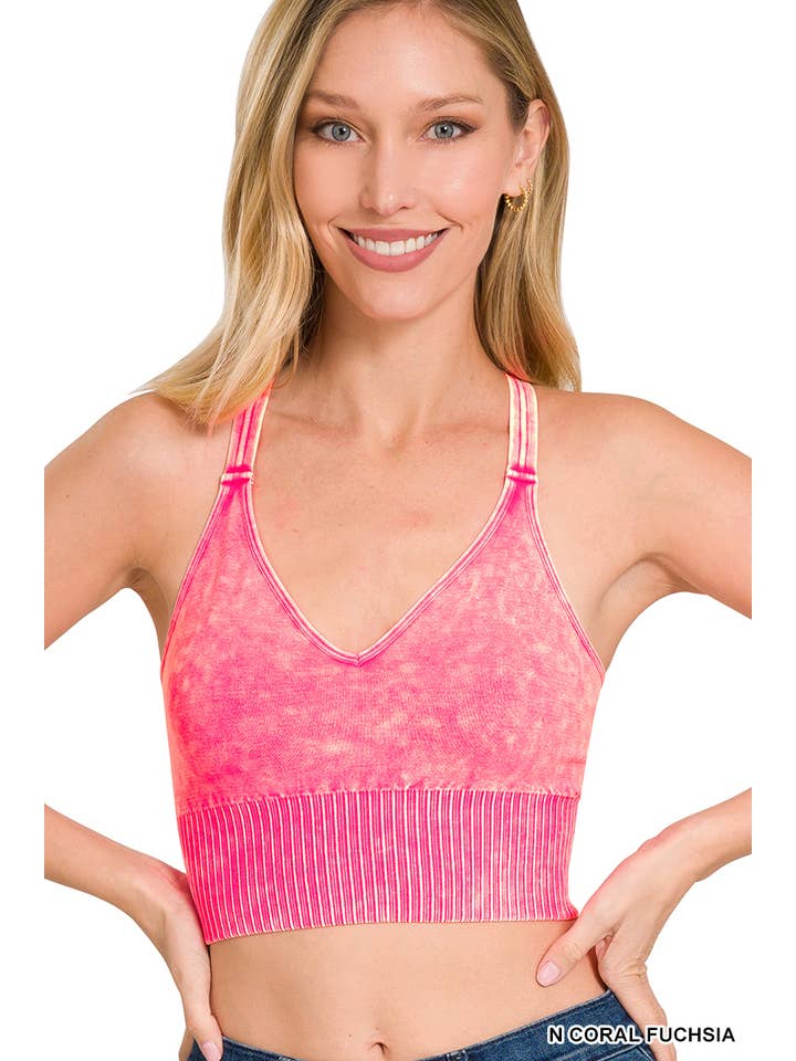 42POPS - Wholesale Tank Top - Women's - `.Washed Seamless Bra Cross Back