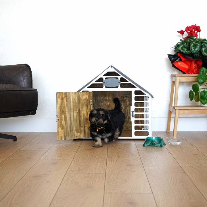Ultimate Premium Products - Wholesale Bird House - White Pentagon Rustic Wood and Metal Dog House