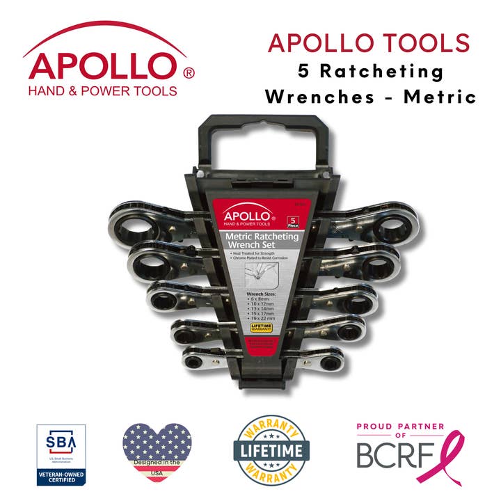 Apollo Tools - Wholesale Handy Tool - 5 Ratcheting Wrenches - Metric3