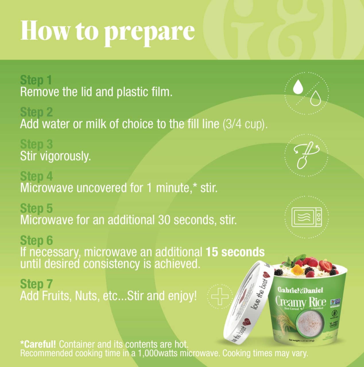 Gabriel & Daniel Wellness Oatmeals – wholesale Breakfast cereal – Organic SS Instant Creamy Rice Hot Cereal -12 pack4