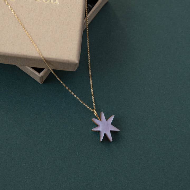 Pepper You - Wholesale Pendant/Charm Necklace - Hand Drawn Star Gold Necklace in Smoke Black Sparkle5