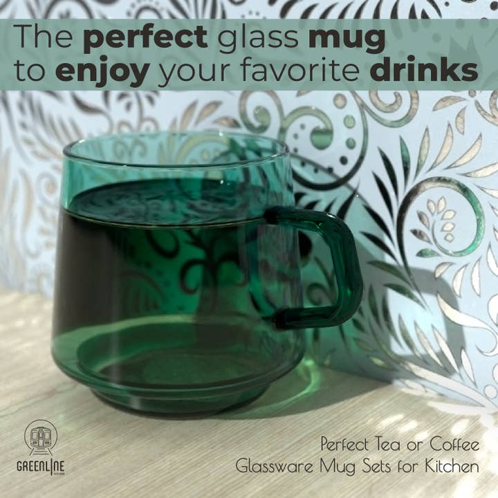 Greenline Goods - Wholesale Coffee Mug - Stackable Mugs (Forest Green) - Set of 2