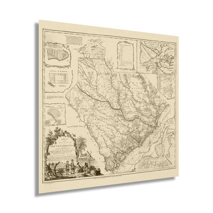 1773 Map of South Carolina - Vintage Map Wall Art - American Revolution South Carolina Map Poster - Old South Carolina Map Art - Vintage South Carolina Map Print for wholesale by Historic Prints