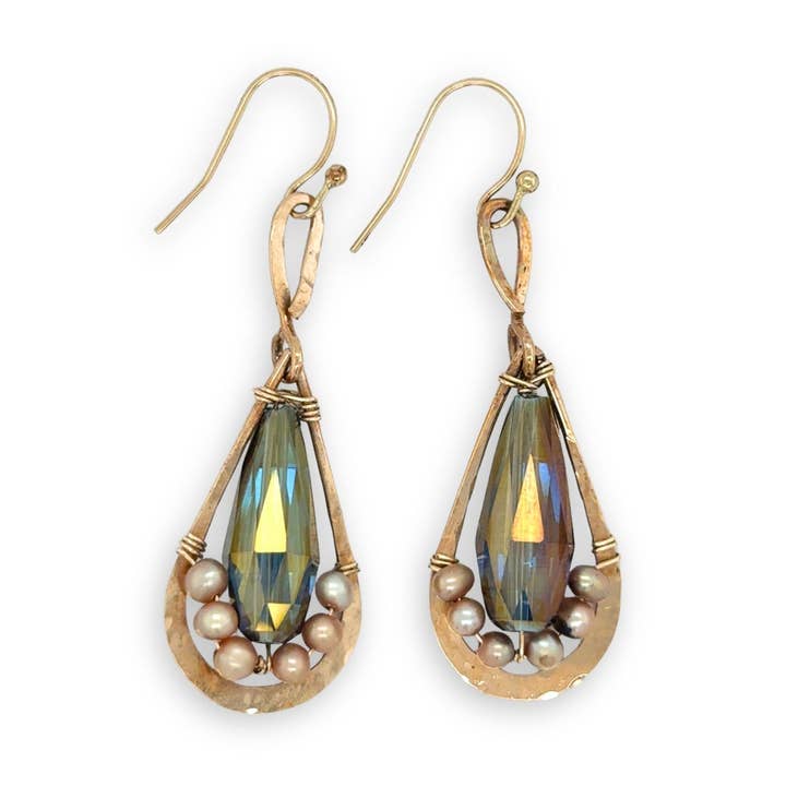 Art by any Means Jewelry - Wholesale Dangle Earrings - Curvilinear Crystal Drop Earrings E842060
