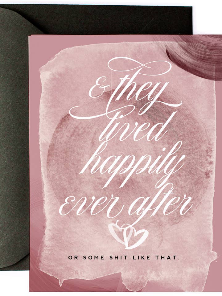 Happily Ever After, Funny Wedding Day Love Greeting Card for wholesale by Kitty Meow Boutique