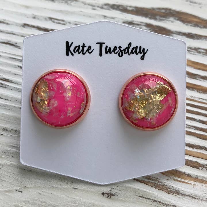 Rosa guld Flake Druzy Örhängen för wholesale av Kate Tuesday Jewelry