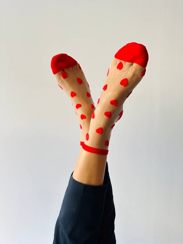 sockette – Großhandel Socken – Damen – Laure Socken mit roten Herzen - Söckchen
