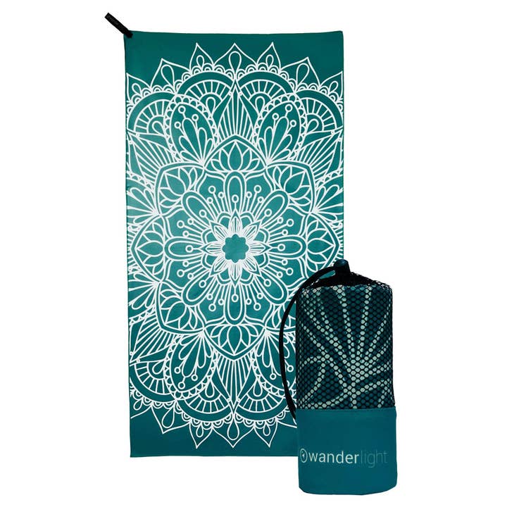 Microfiber Travel Towel - Ella Teal for wholesale by Wanderlight USA