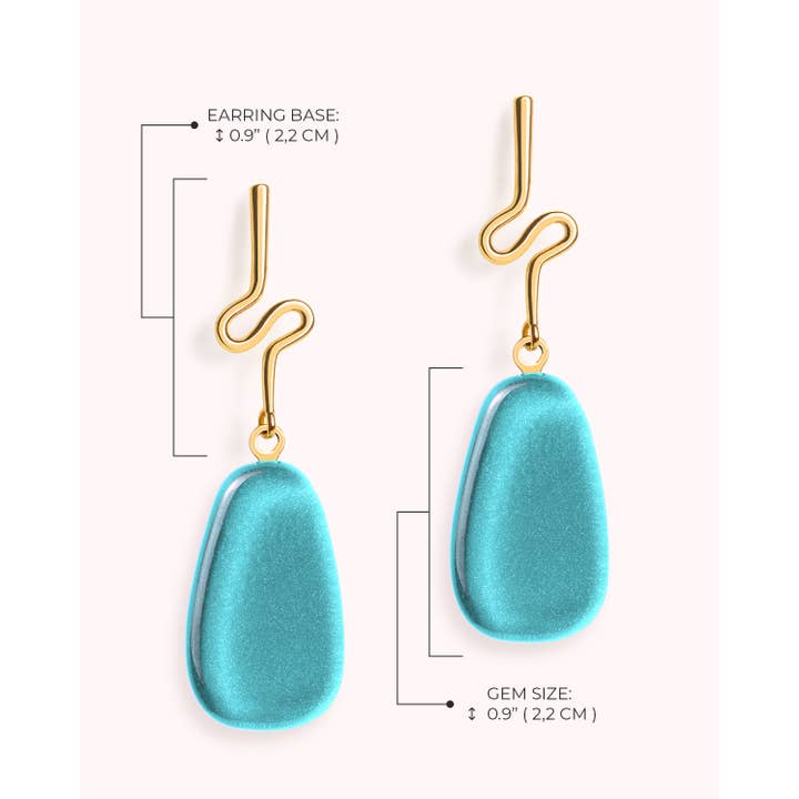 Garda - Wholesale Dangle Earrings - Punta Earring Turquoise Blue – 18K Gold Plated2