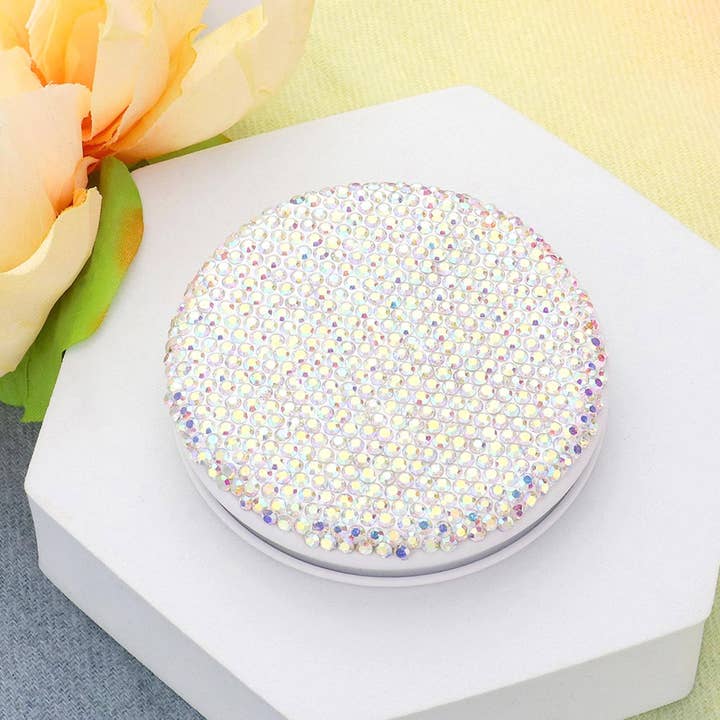 Haaro - Wholesale Compact Mirror - Bling Studded Round Compact Mirror- Assorted