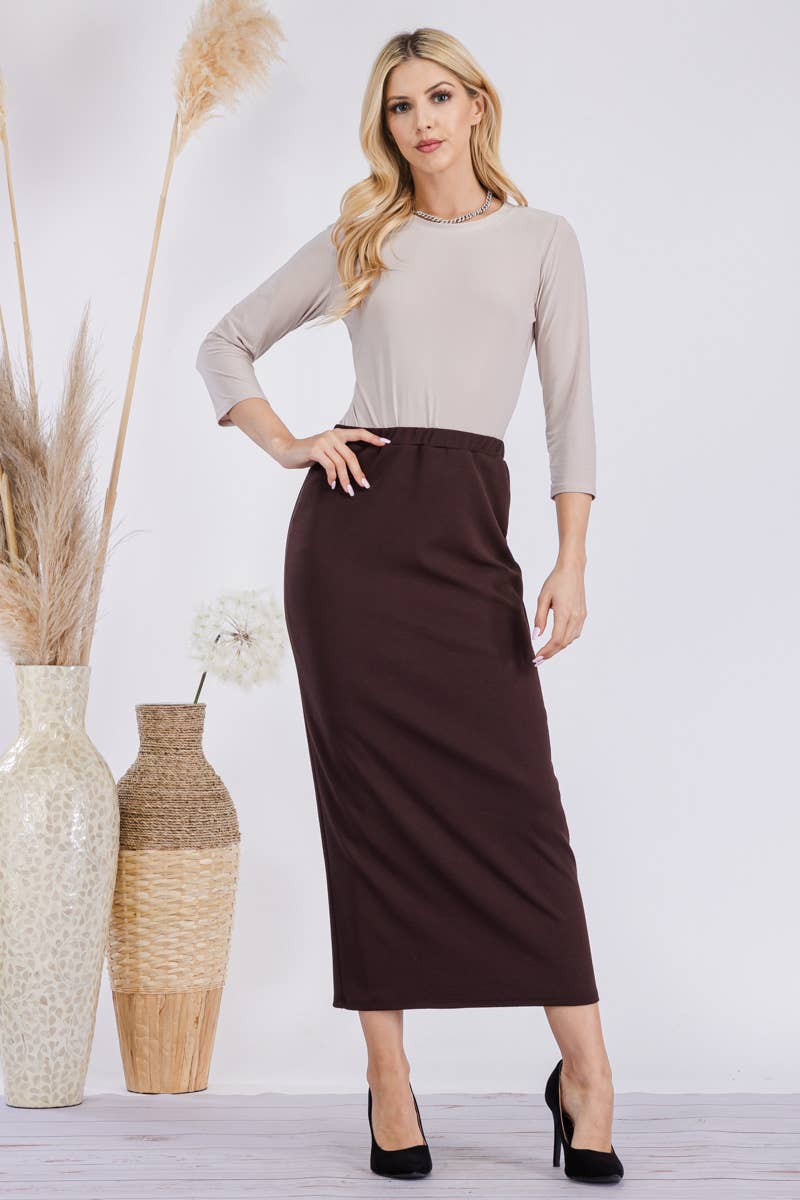 Celeste Clothing - Wholesale Skirt - Women's - CLASSSIC LONG PENCIL SKIRT IN MISSY & PLUS SIZE -CS2377018
