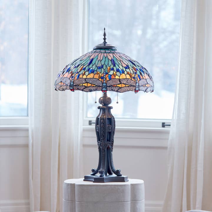 River of Goods - Wholesale Accent/Desk Lamp - 35"H Dragonfly Tiffany-Style Stained Glass Table Lamp6