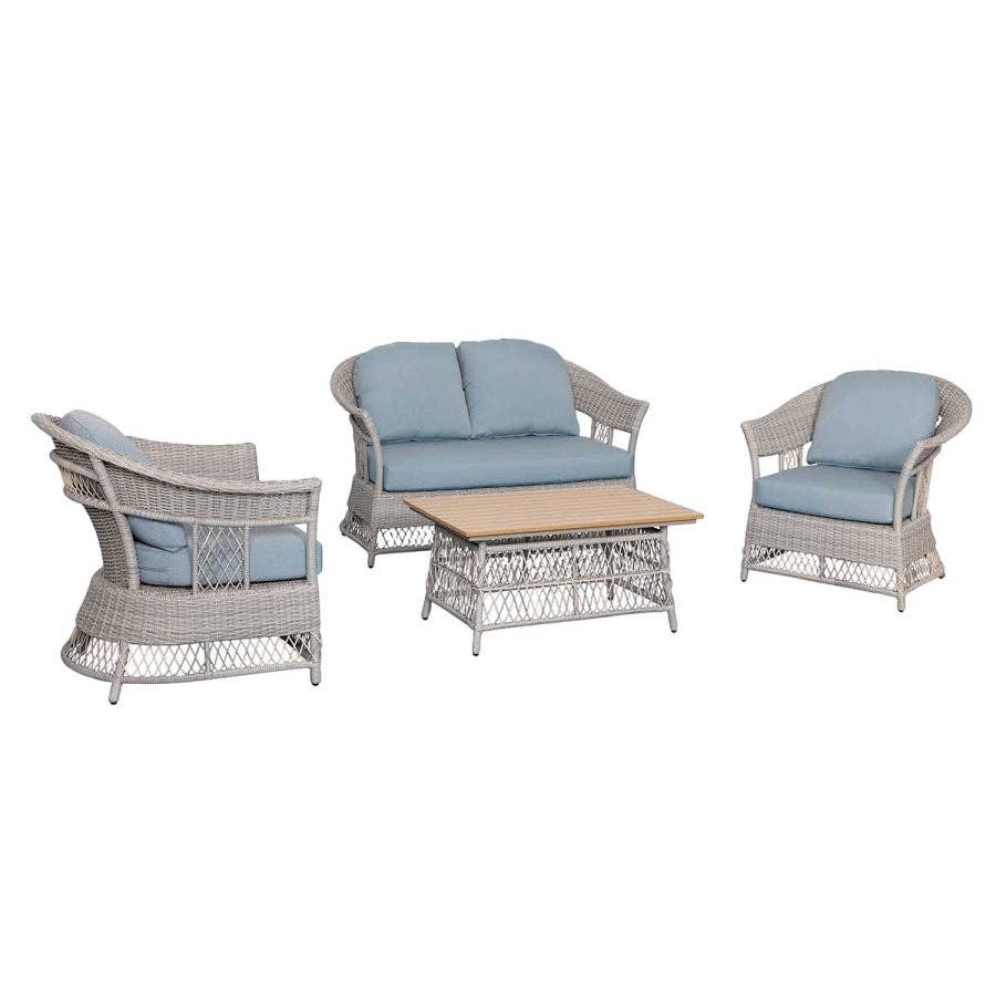 Light Blue Shell 4-Piece Wicker Sofa Set for wholesale on Faire2