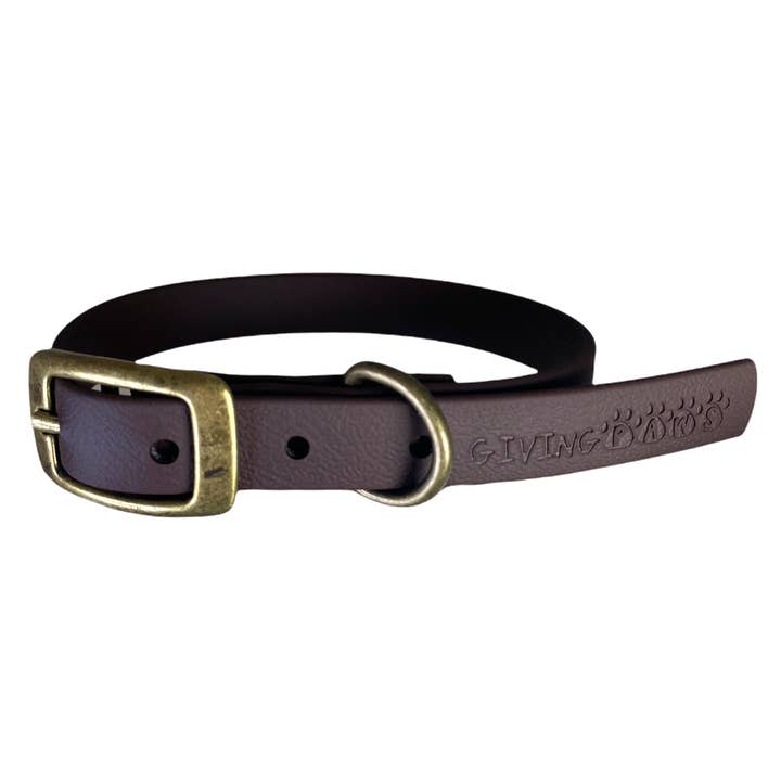 Vegan Leather Collar DARK CHOCOLATE for wholesale by Giving Paws