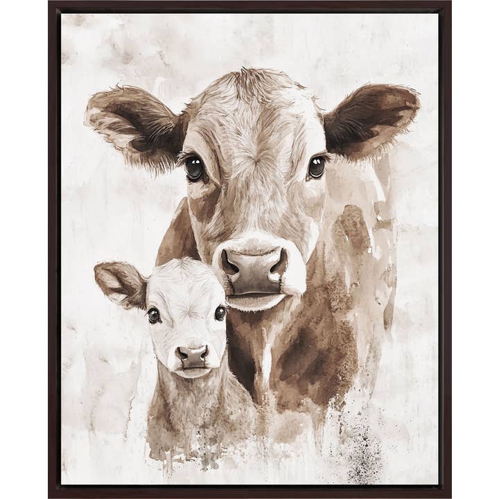 Cow And Calf Serenity Canvas Wall Art for wholesale by Streamline Art