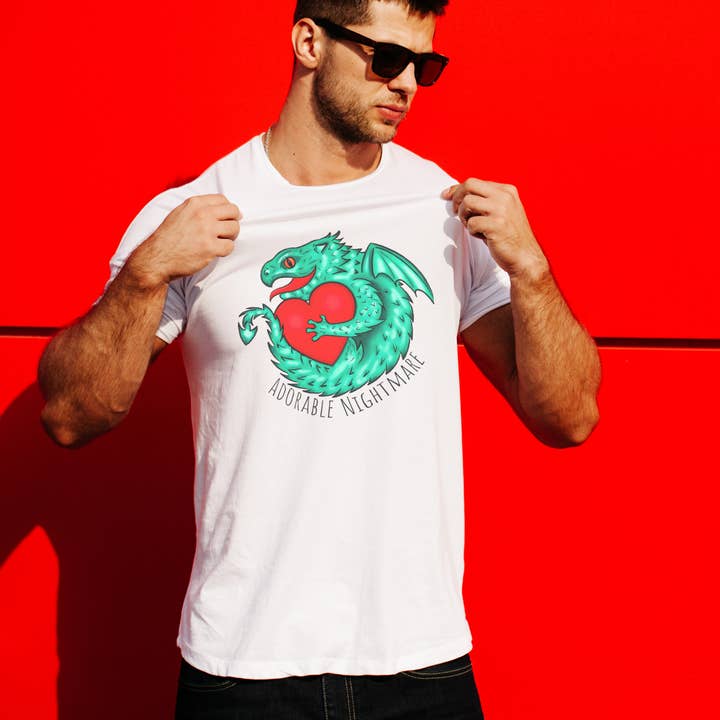 Hannah Kate Makes – wholesale T-shirt (graphic) – unisex – Baby Dragon & Heart T-shirt - White - 100% Cotton5