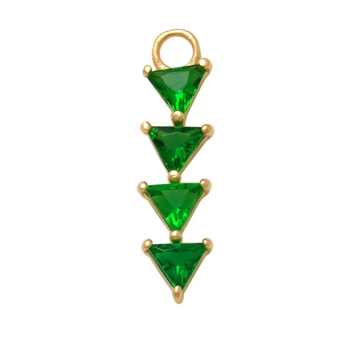 Breloque verte à plusieurs flèches pendantes en or jaune massif 10 carats pour la vente par Zahav Jewelry
