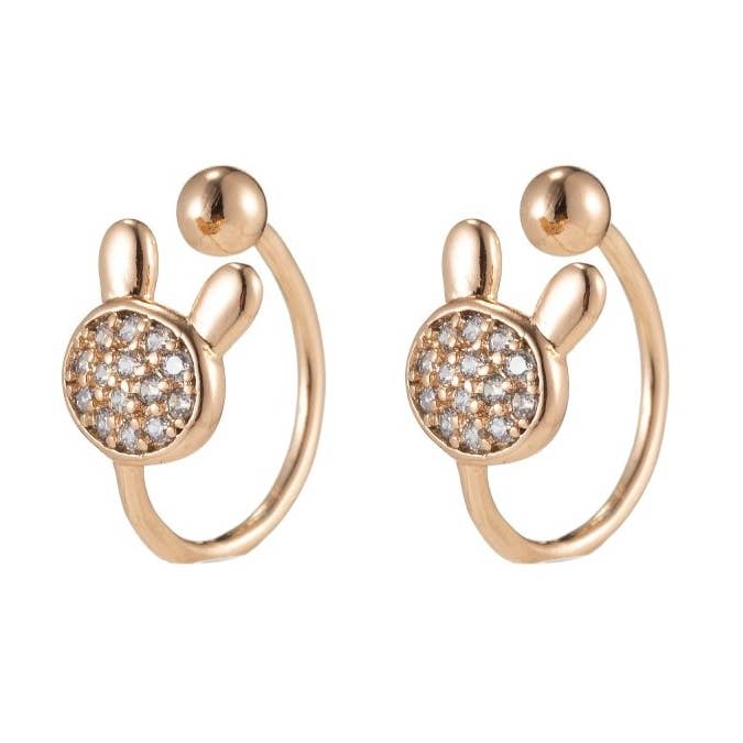 Boucles d'oreilles manchette en forme de lapin en or rempli 18K avec micro-pavage CZ | AI035 pour la vente par Aim Eternal