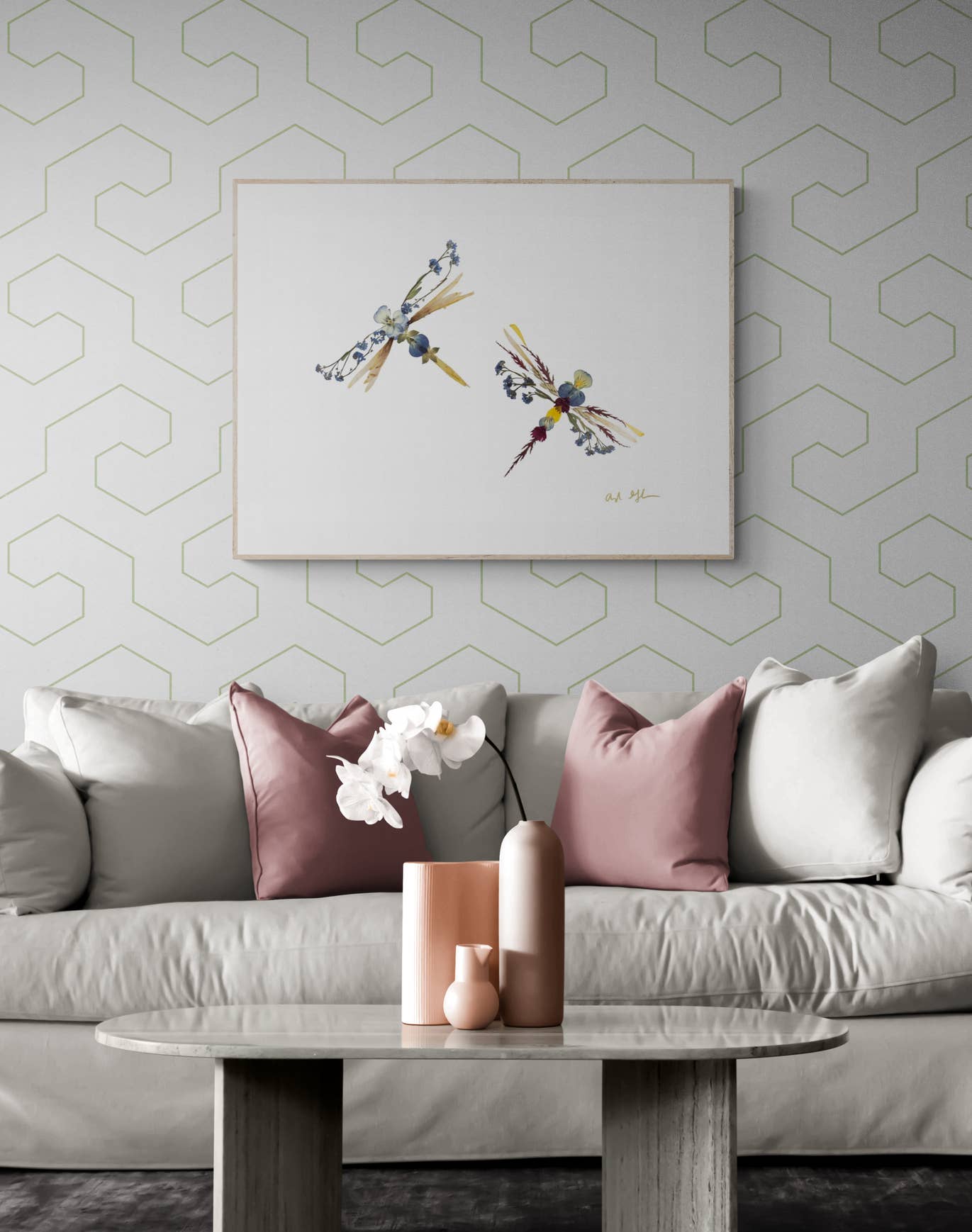 Oxeye Floral Co. - Wholesale Art Print - Dragonflies Print | Pressed Flower Art1