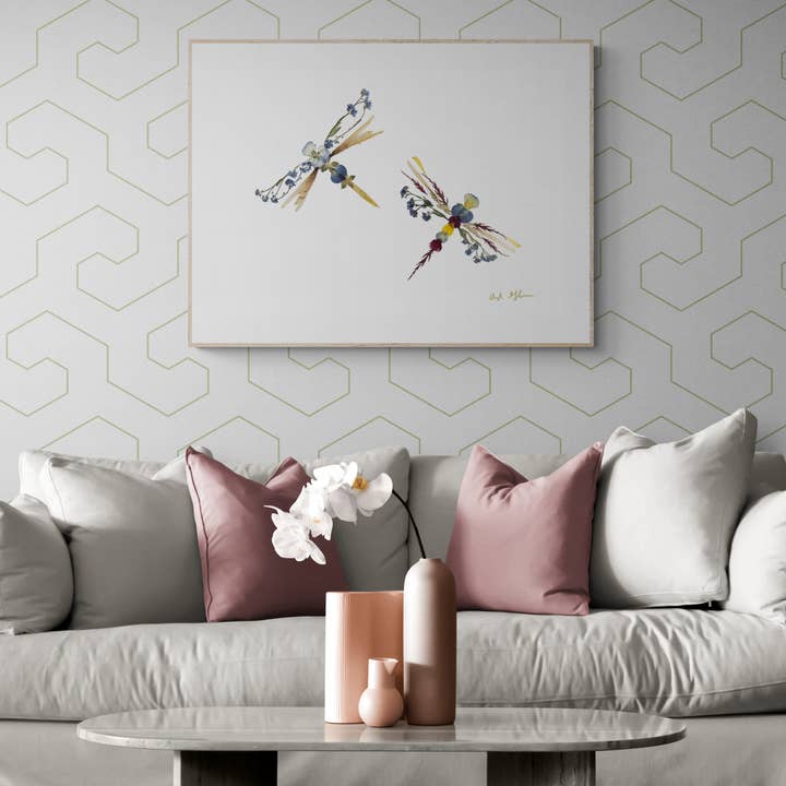 Oxeye Floral Co. - Wholesale Art Print - Dragonflies Print | Pressed Flower Art1