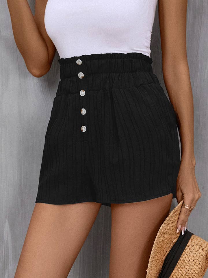 Black Pocketed High Waist Shorts for wholesale on Faire