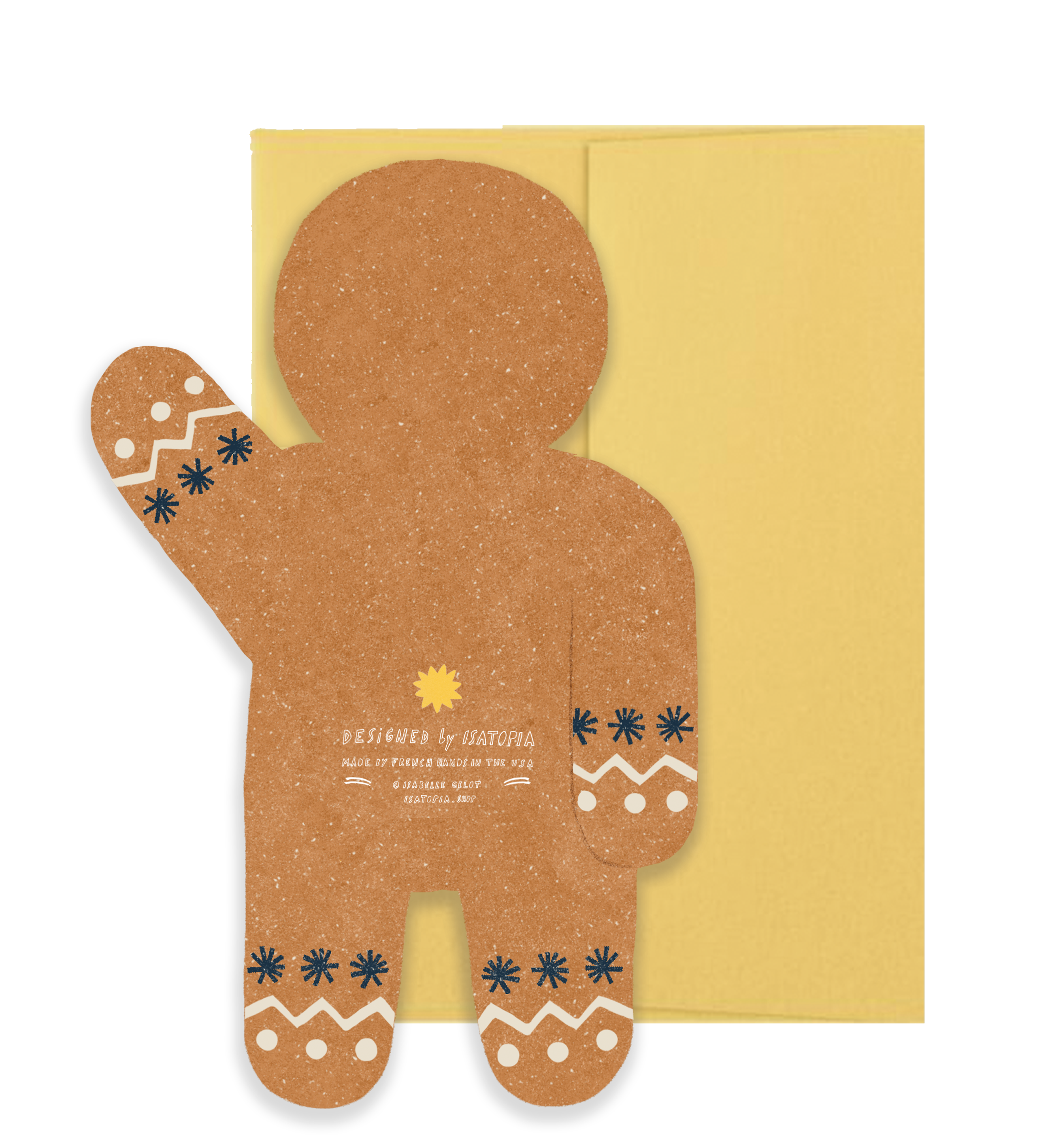 Isatopia - Wholesale Season's Greetings Card - Gingerbread Man Holiday - Die Cut Card1